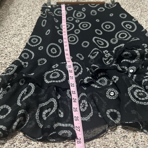 Vtg ALFANI Black Silk Ruffle Sequin Fit & Flare Skirt Size 4 Fairy Whimsygoth - Picture 6 of 8